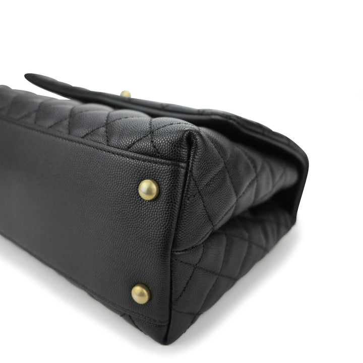 CHANEL Small Coco Handle Bag with Lizard Handle in Black Caviar - Dearluxe.com