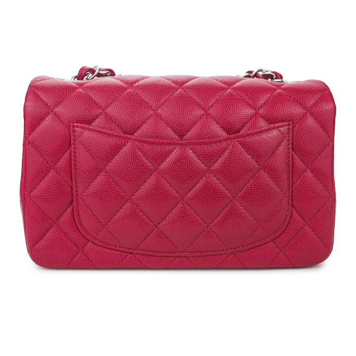 18B Raspberry Red Caviar Quilted Mini Rectangular Single Flap with Light  Gold Hardware
