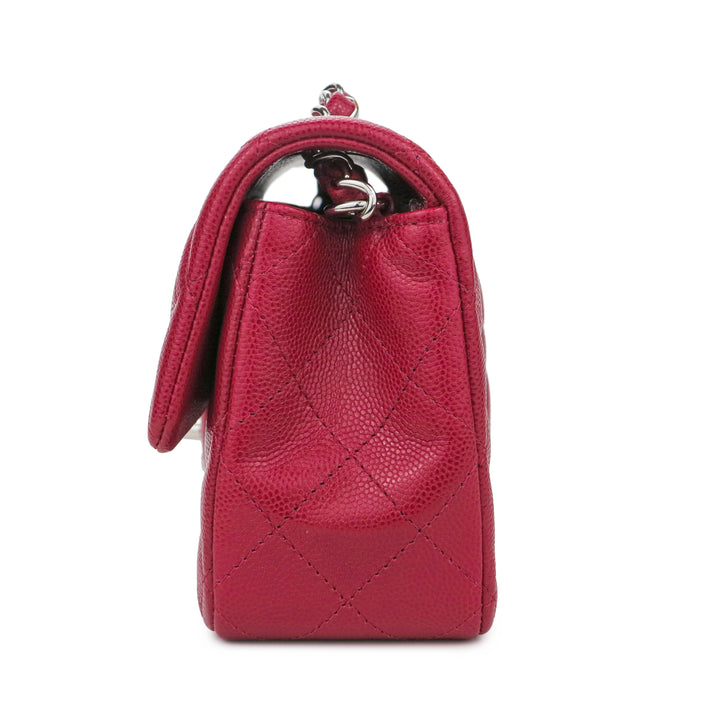 Mini Rectangular Flap Bag in 18B Dark Pink Caviar