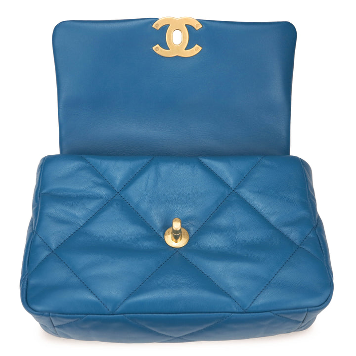 CHANEL 19 Small Flap Bag in Teal Blue Lambskin
