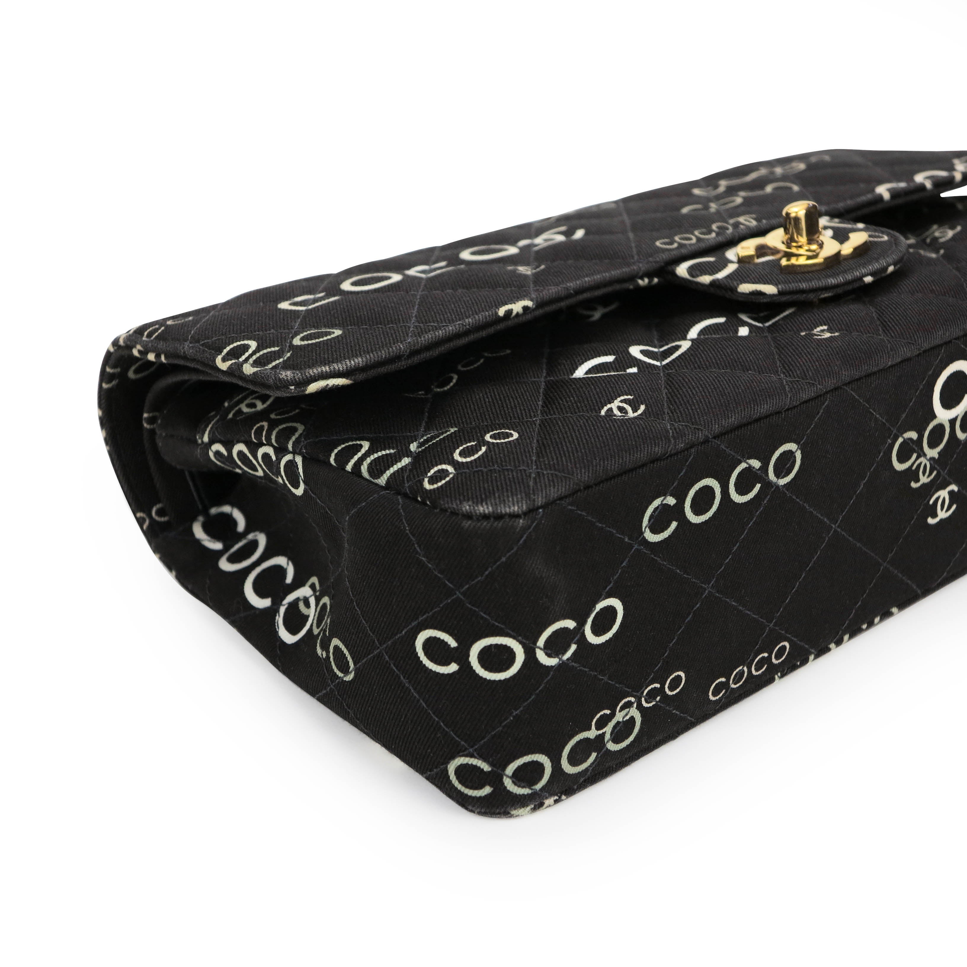 CHANEL Vintage Coco Logo Mania Medium Classic Double Flap Bag in