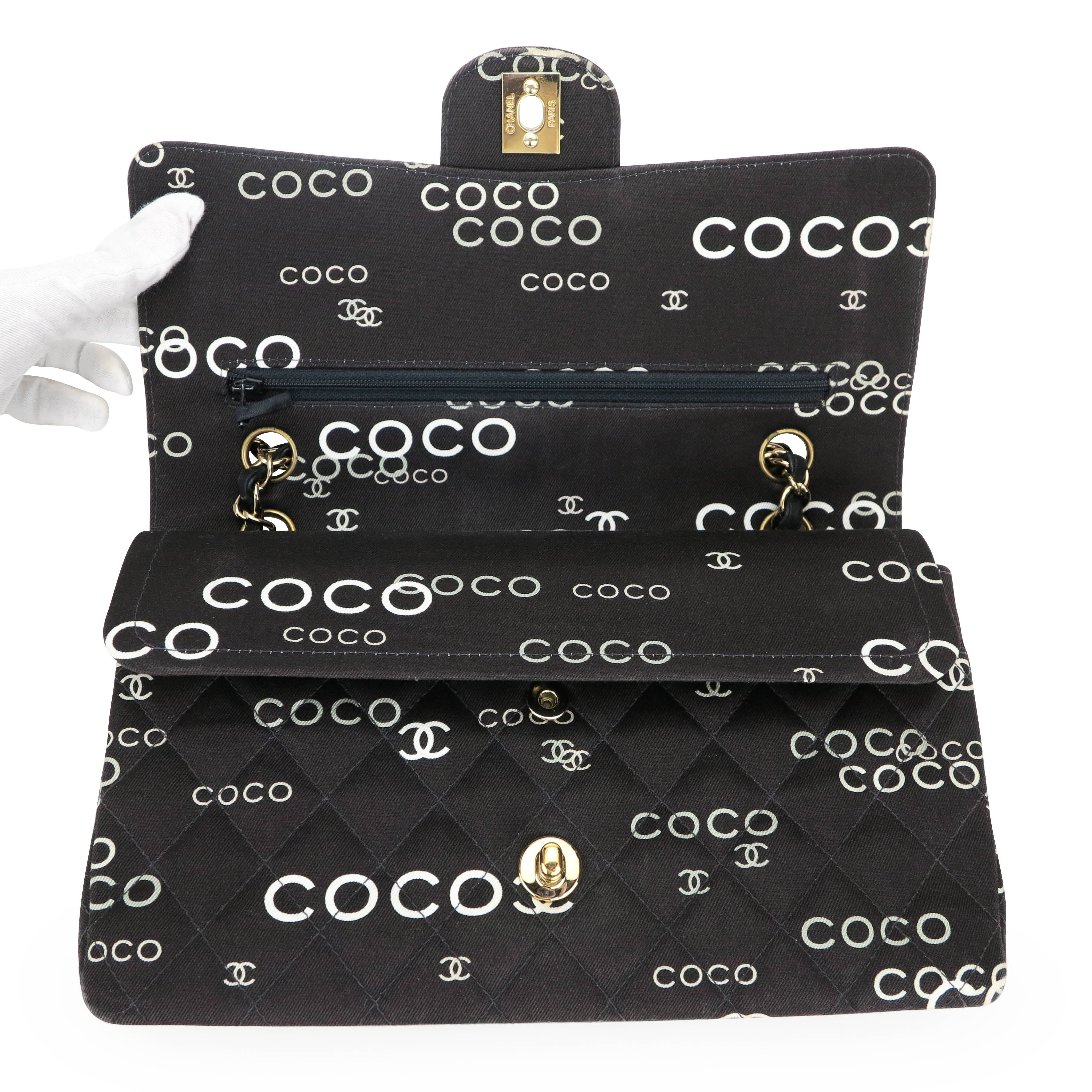 【ヴィンテージ】Rank:S☆Chanel Black Coco Curve Cuba Medium CHANEL Shiny Calfskin Goatskin Small Coco Curve Vanity Bag