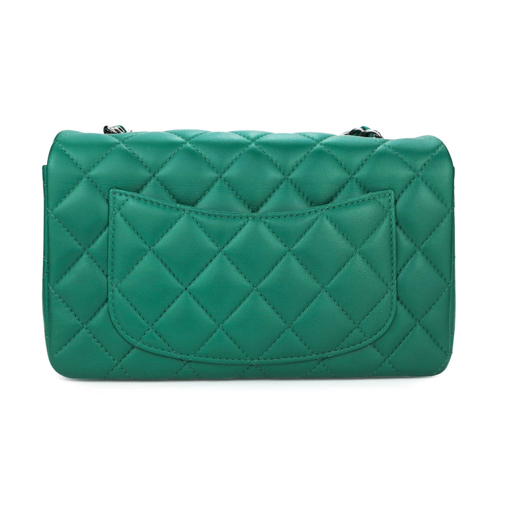Mini Rectangular Flap Bag in Emerald Green Lambskin - Dearluxe.com