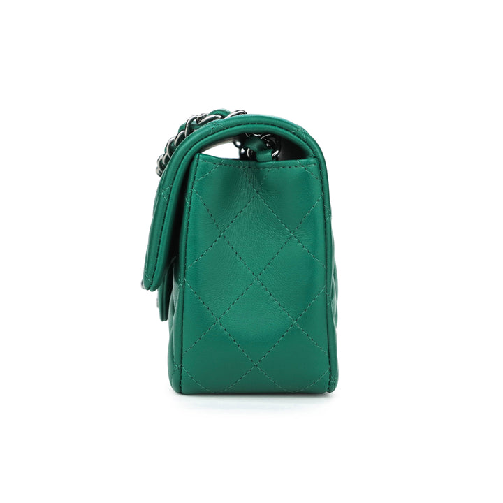 Mini Rectangular Flap Bag in Emerald Green Lambskin - Dearluxe.com
