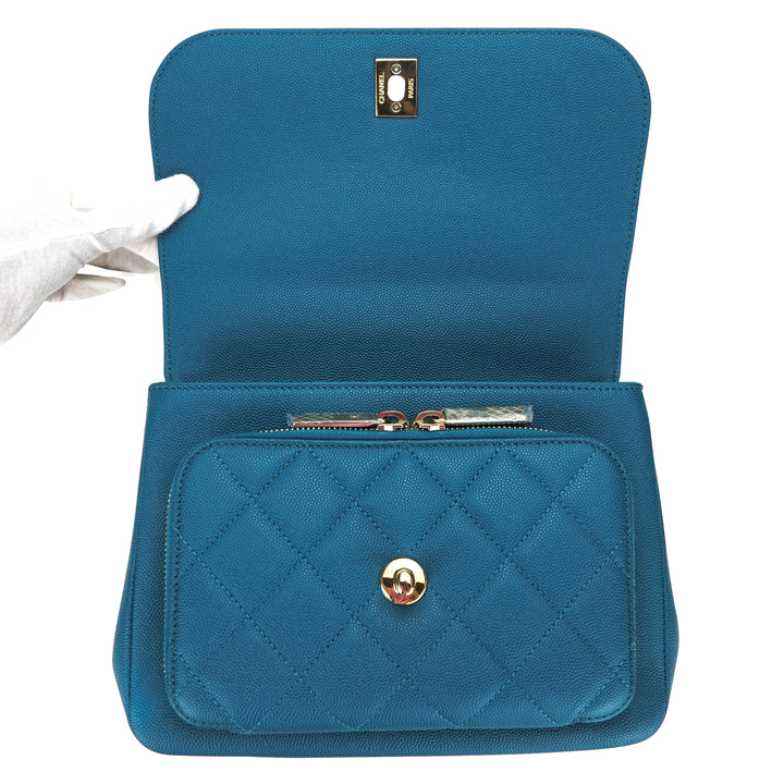 CHANEL Medium Business Affinity Flap Bag in Turquoise Caviar - Dearluxe.com