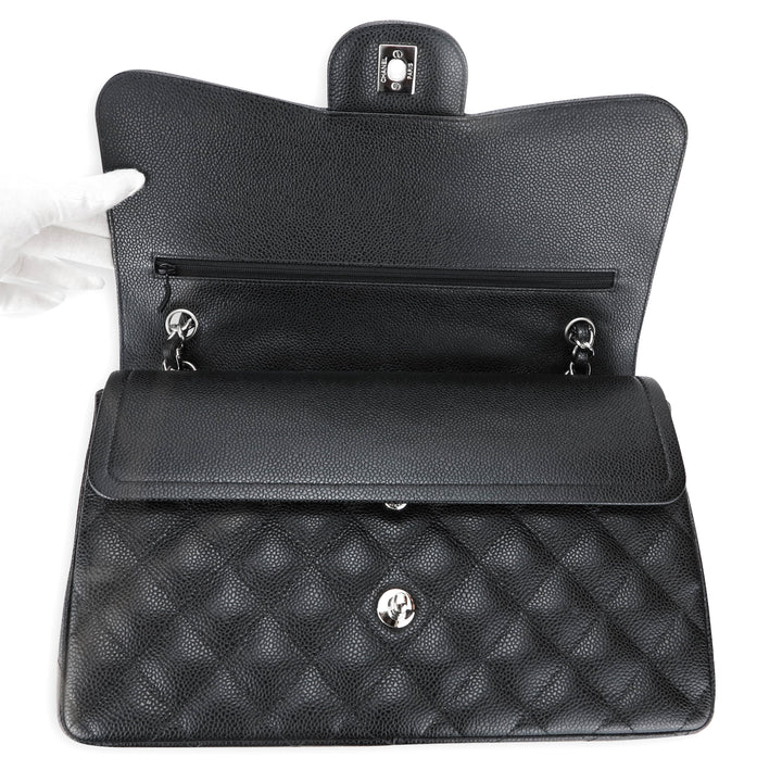 CHANEL Jumbo Classic Double Flap Bag in Black Caviar SHW - Dearluxe.com