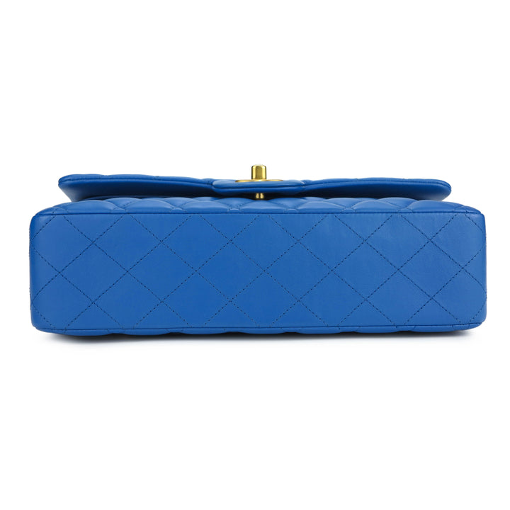 Medium Classic Double Flap Bag in Blue Lambskin