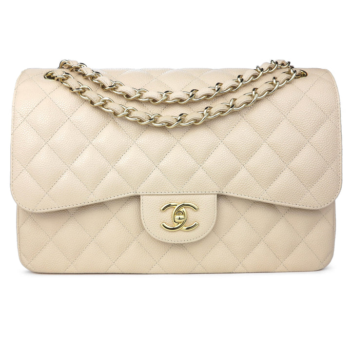 Chanel Classic Small Double Flap, Gold Caviar Leather, Gold Hardware, New  in Box MA001