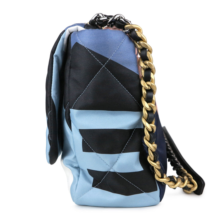 Chanel Chanel 19 Maxi Flap Bag in Multicolor Printed Silk | Dearluxe