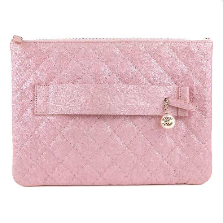 CHANEL Night by the C Pouch Clutch Large Ocase in 19S Iridescent Pink Caviar - Dearluxe.com 
