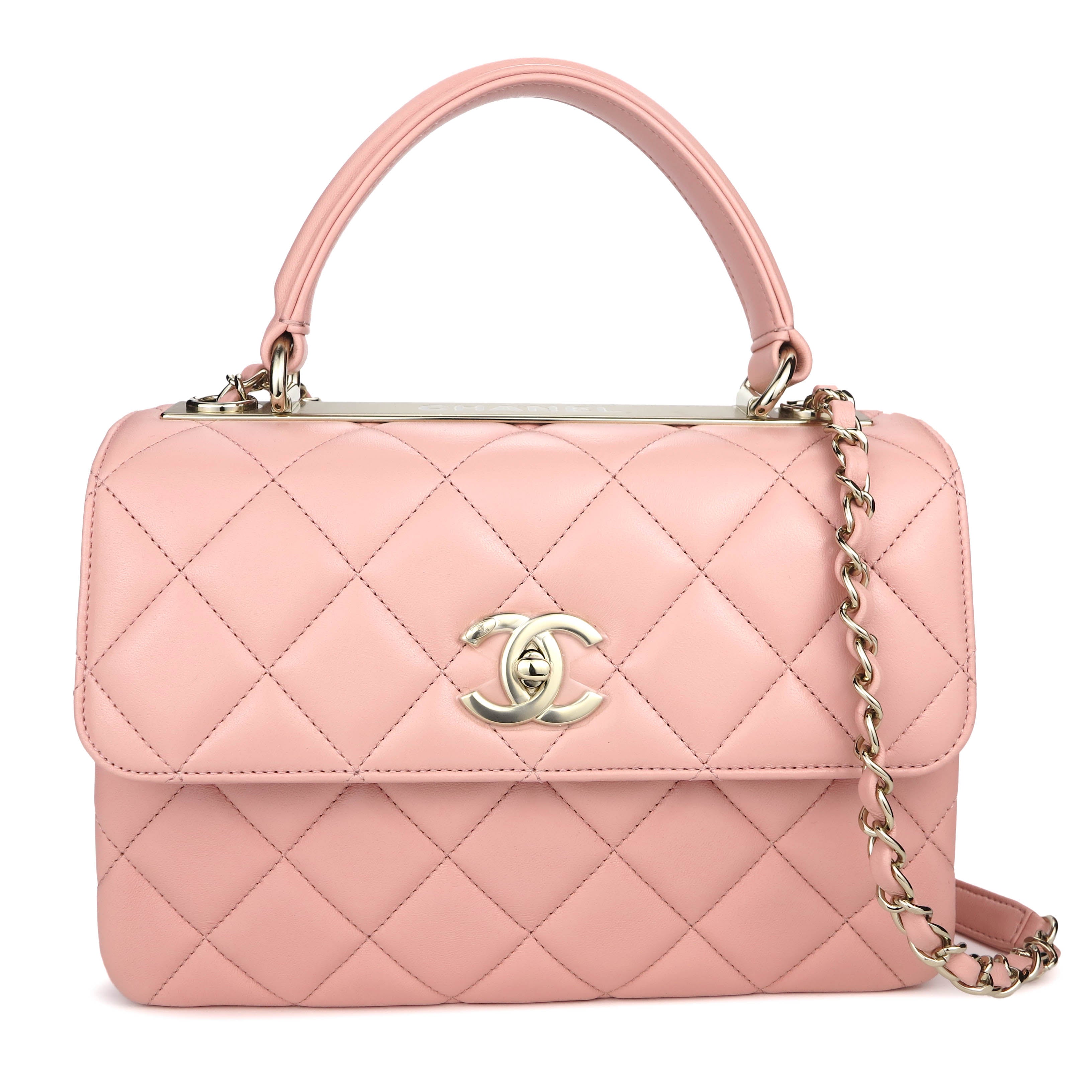 CHANEL Lambskin Quilted Small Trendy CC Flap Dual Handle Bag Coral 593920