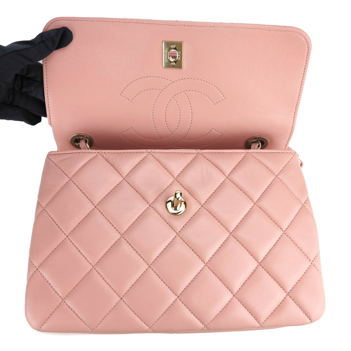 CHANEL Lambskin Quilted Small Trendy CC Flap Dual Handle Bag Pink