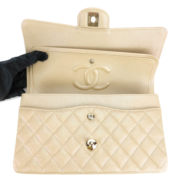CHANEL Medium Classic Double Flap Bag in 19S Iridescent Beige Caviar - Dearluxe.com