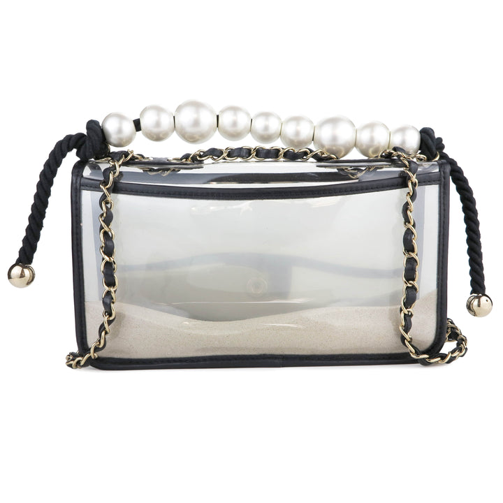 Chanel Sand By The Sea Flap Bag PVC with Lambskin Medium Black 553771