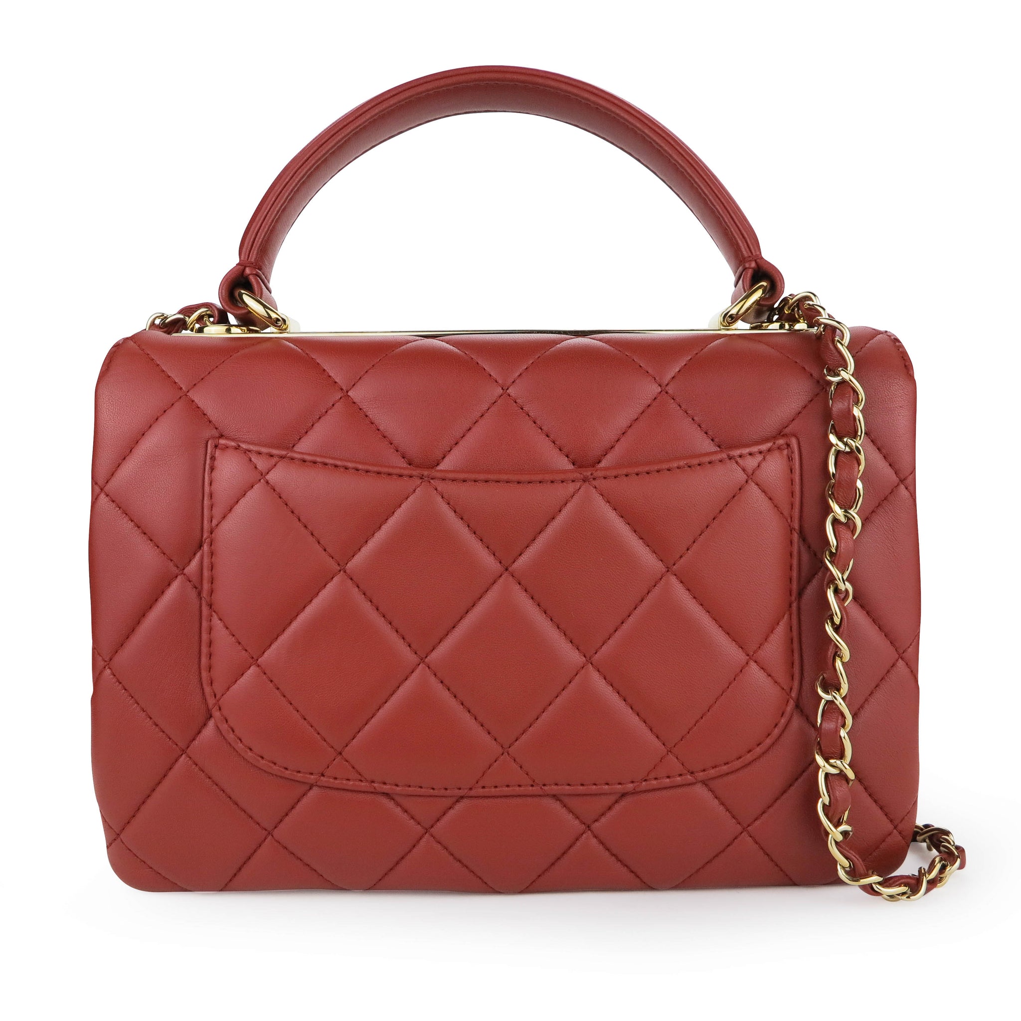 Tag et bad til bundet fast CHANEL Small Trendy CC Flap Bag with Top Handle in Red Lambskin | Dearluxe