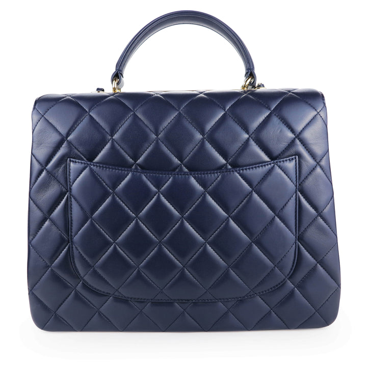 Trendy cc top handle leather handbag Chanel Navy in Leather - 36591773