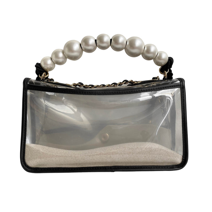 chanel sand bag with pearls