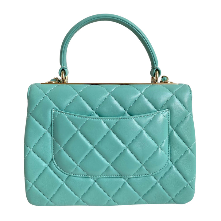 Chanel Small Trendy CC Flap Bag with Top Handle in Tiffany Blue Lambskin | Dearluxe