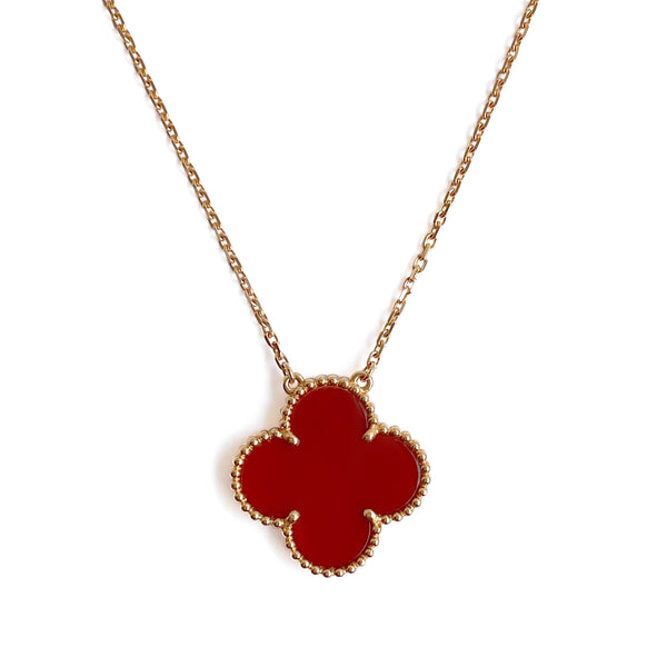 Prince Edition Magic Alhambra Carnelian Pendant Necklace in 18k Pink Gold