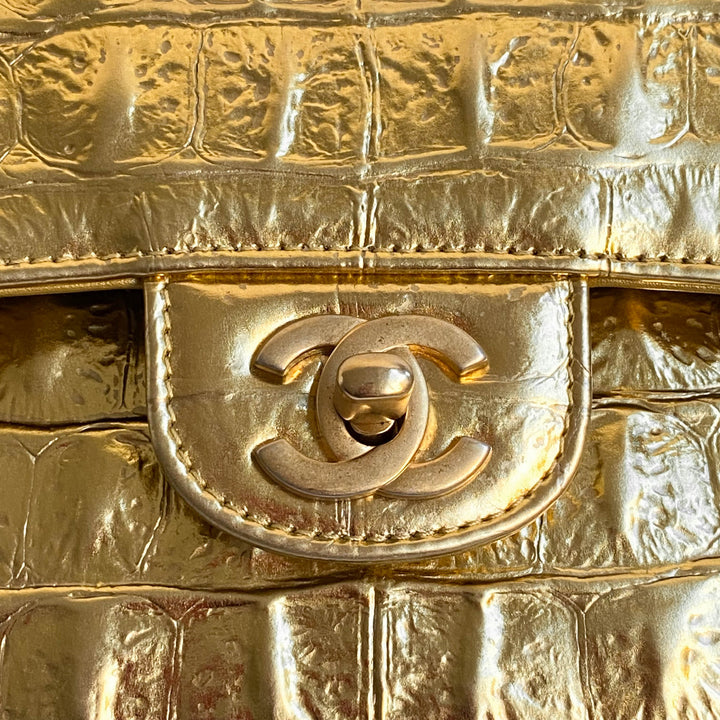 Chanel 19A Egyptian Gold Crocodile Print Rectangular Mini Flap Bag GHW –  Boutique Patina