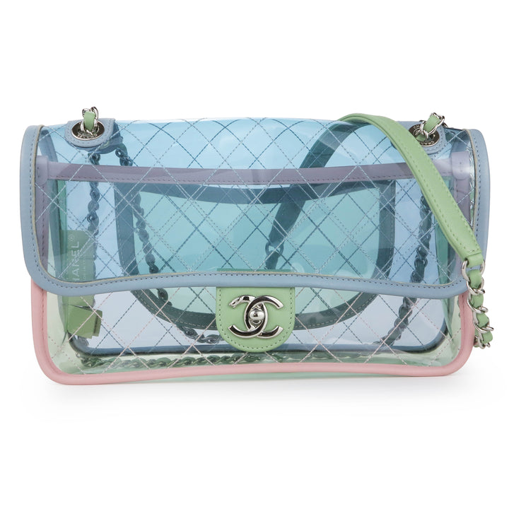 CHANEL Coco Splash PVC Medium Flap Bag Blue Pink Green