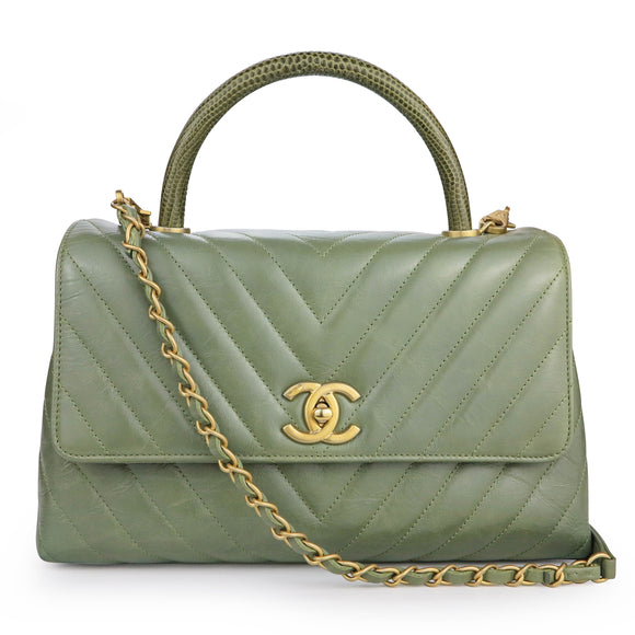 Chanel Small Coco Handle bag green caviar leatherVintageUnited