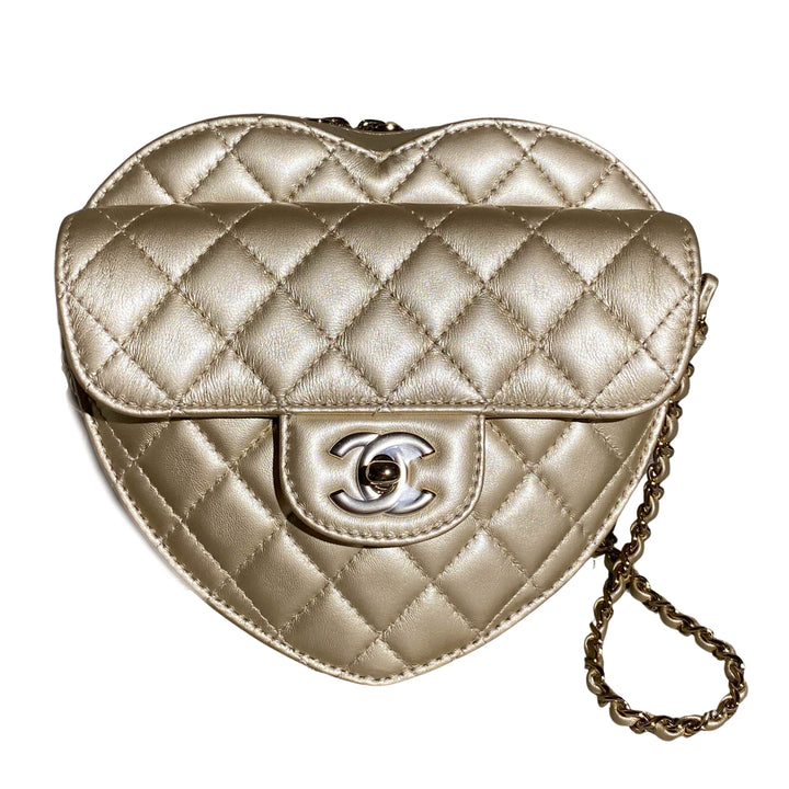 22S CC In Love Black Lambskin Quilted Small (Clutch on Chain) Heart Ba –  REDELUXE
