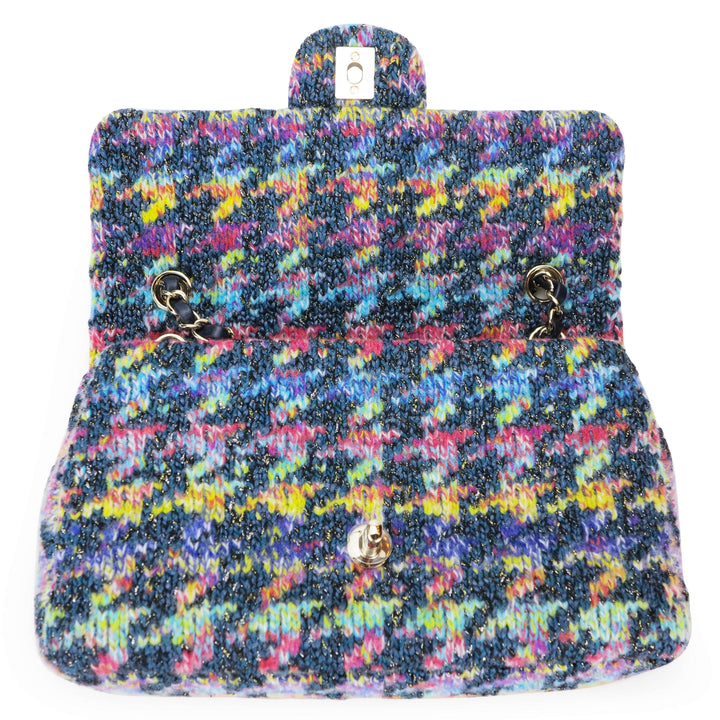 CHANEL Rainbow Houndstooth Wool Tweed Medium Flap Bag - Dearluxe.com