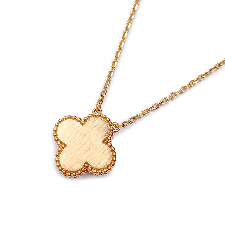 VAN CLEEF & ARPELS Vintage Alhambra 2012 Holiday Diamond Pendant Necklace in Carnelian 18k Pink Gold - Dearluxe.com