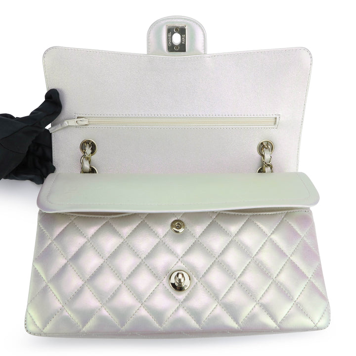 Chanel Classic Medium, Iridescent Pink Calfskin With Silver Hardware, As  New in Box WA001