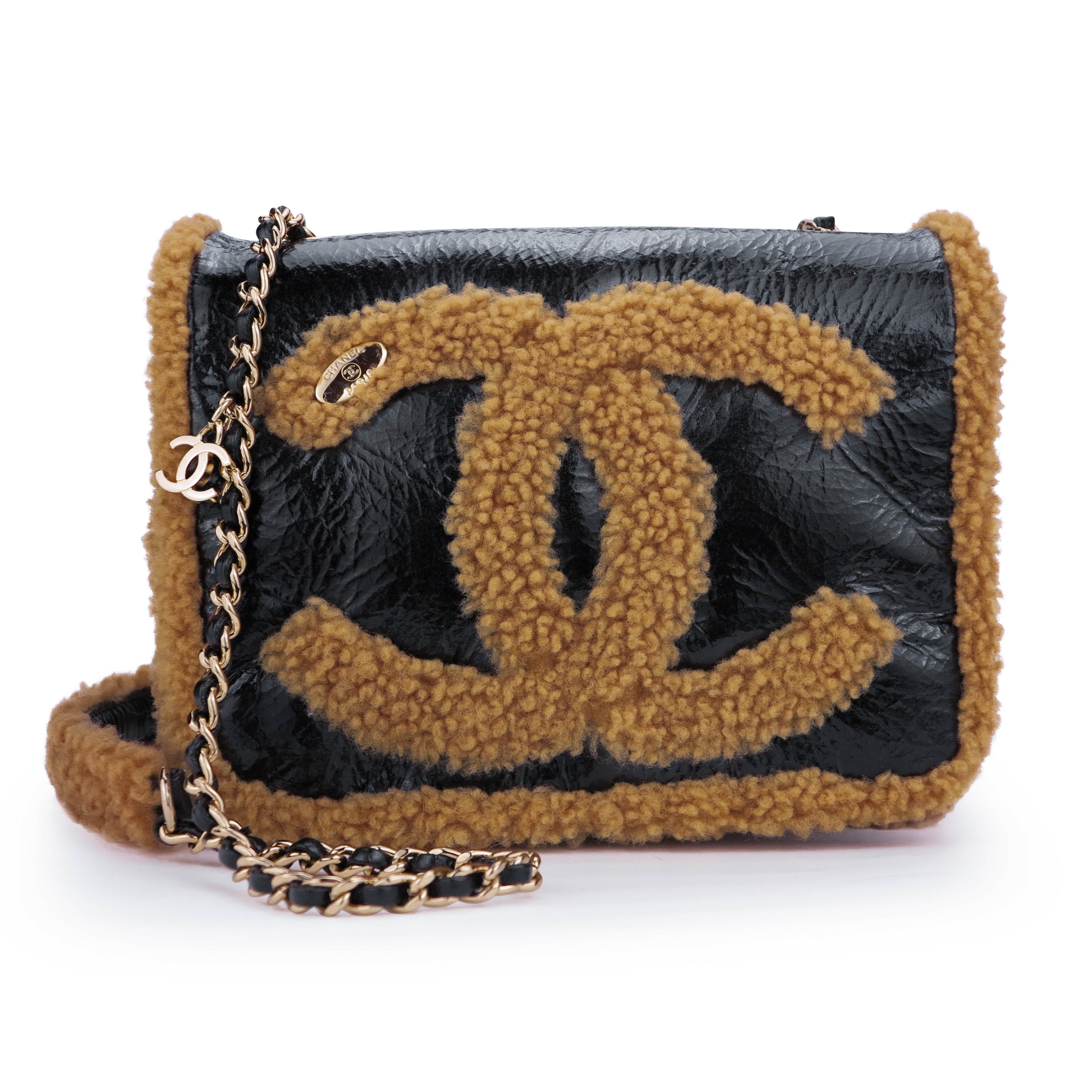 Chanel CC Mania Waist Bag Shearling and Shiny Crumpled Sheepskin Small