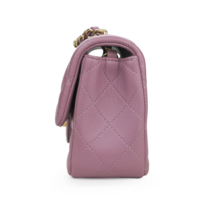 CHANEL Mini Rectangular Flap Bag in Mauve Pink Lambskin