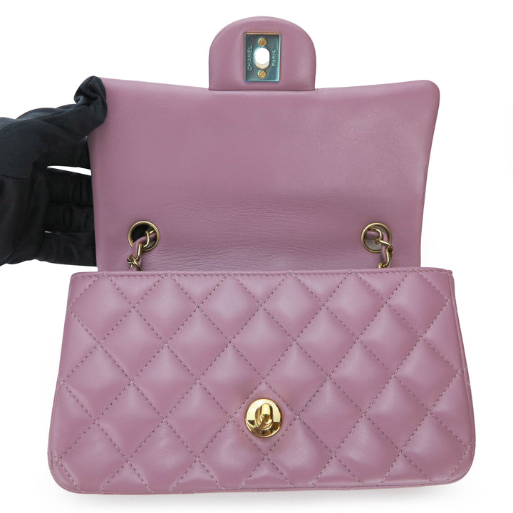 CHANEL Mini Rectangular Flap Bag in Mauve Pink Lambskin - Dearluxe.com