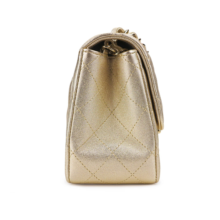 CHANEL Classic Mini Square Flap Bag in 21P Gold Lambskin - Dearluxe.com