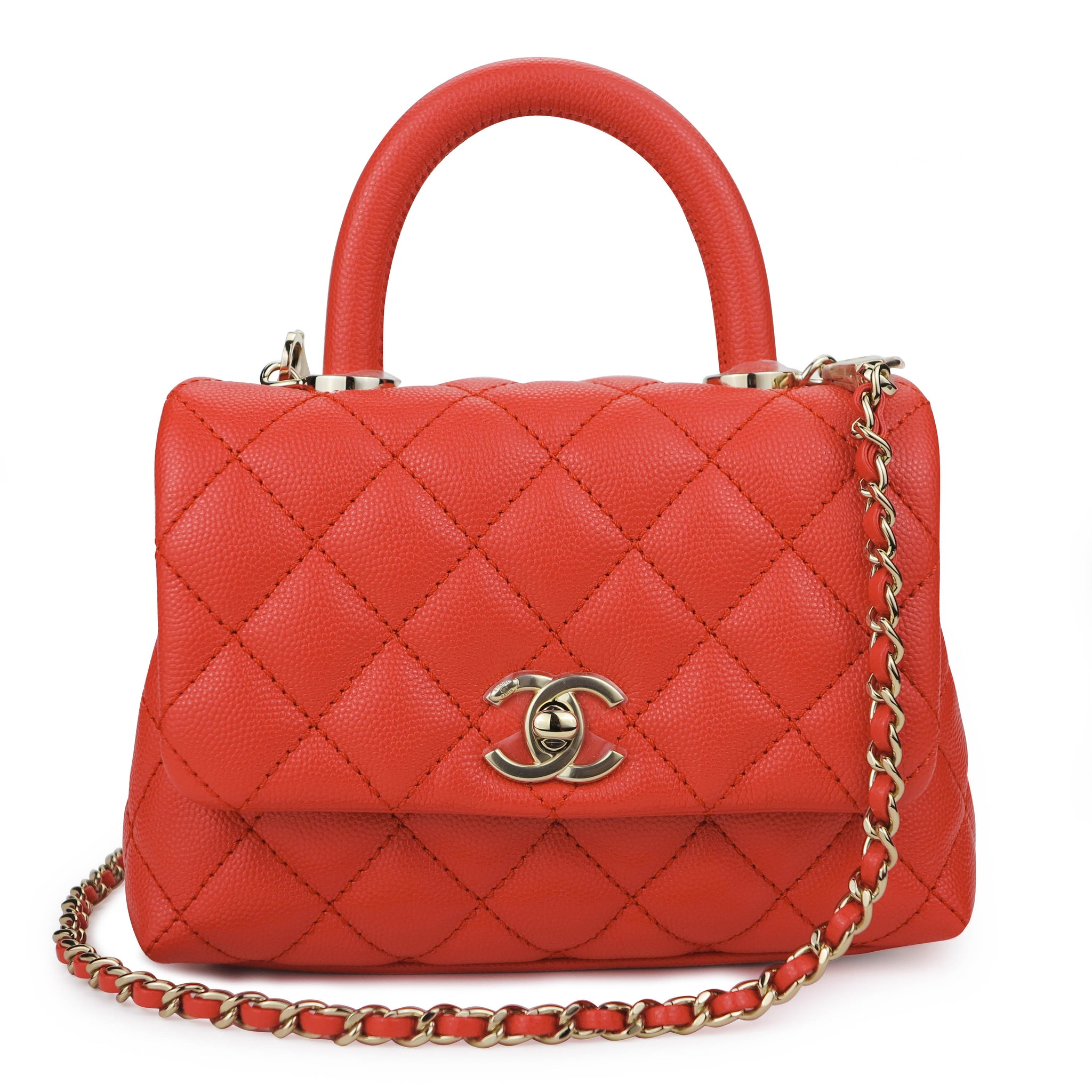 Chanel Coco Flap Bag With Top Handle  Đỏ Mận  La Deluxe