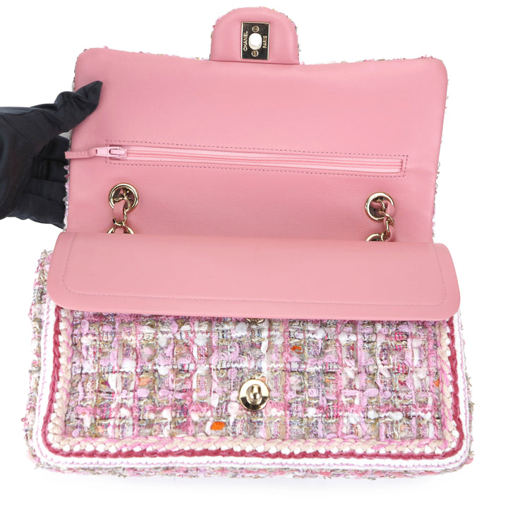 CHANEL 19S Pink Tweed Medium Classic Double Flap Bag - Dearluxe.com