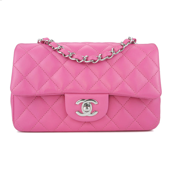 19C Bubble Pink Lambskin Mini Rectangular Flap Bag