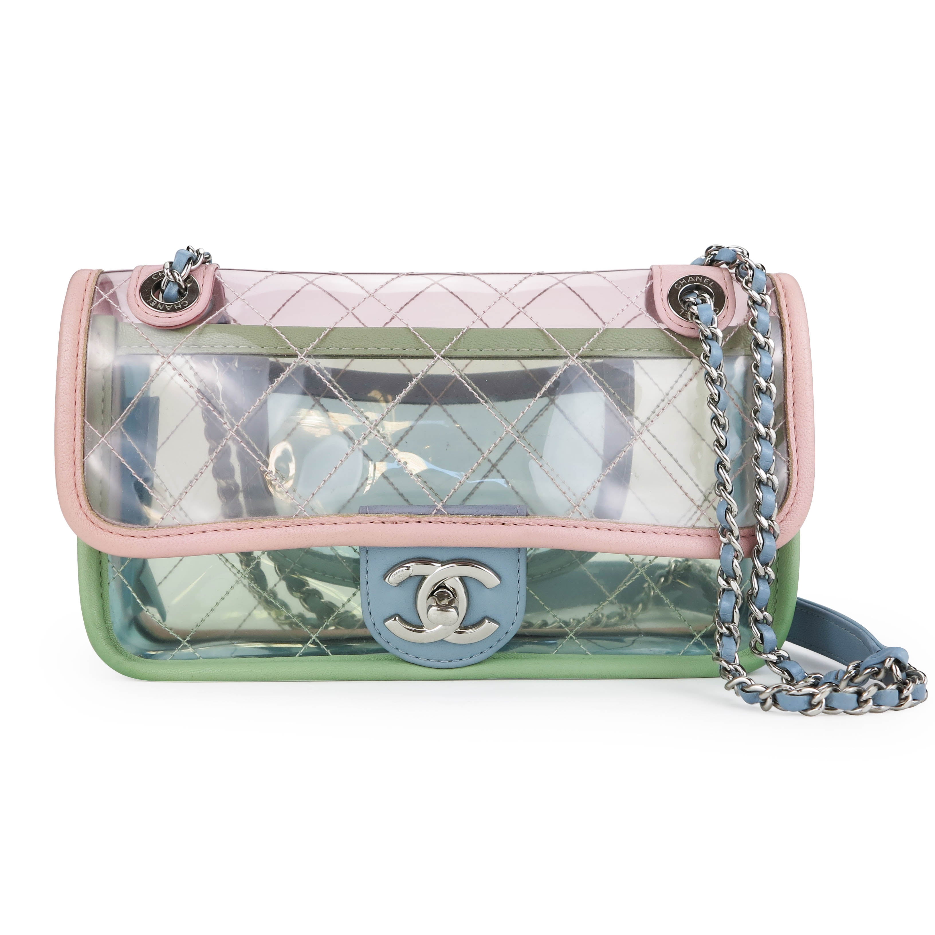 CHANEL PVC Coco Splash Mini Flap Bag Green Pink Blue