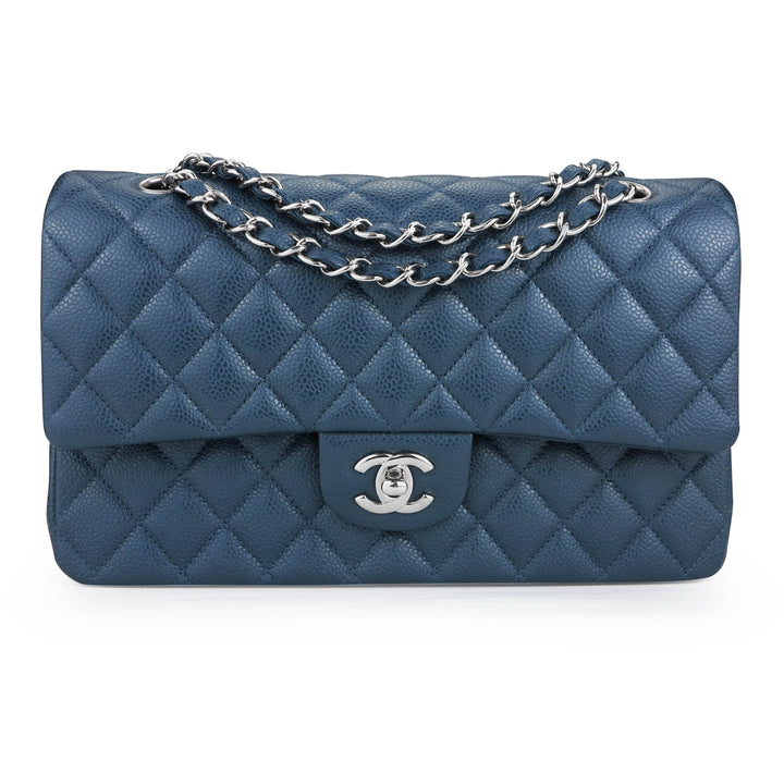 CHANEL Medium Classic Double Flap Bag in 15C Pearly Blue Caviar - Dearluxe.com