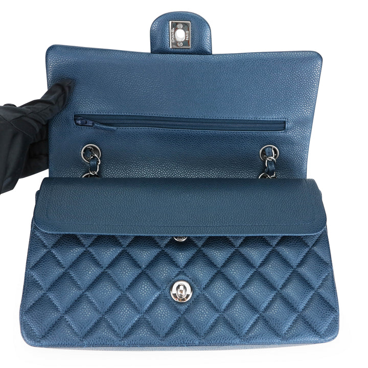 CHANEL Medium Classic Double Flap Bag in 15C Pearly Blue Caviar - Dearluxe.com