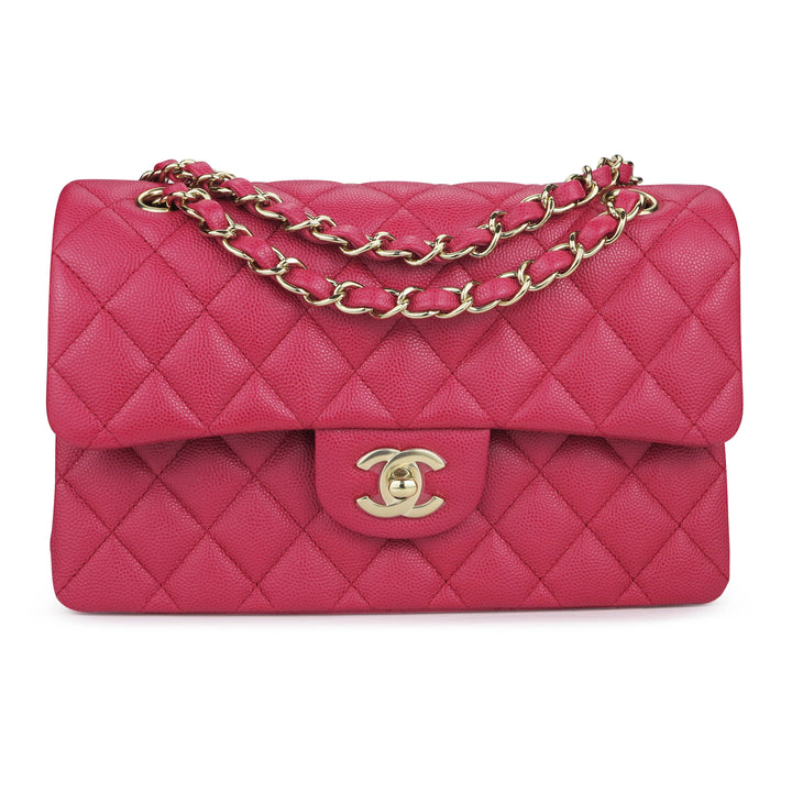CHANEL Small Classic Double Flap Bag in 20S Dark Pink Caviar - Dearluxe.com