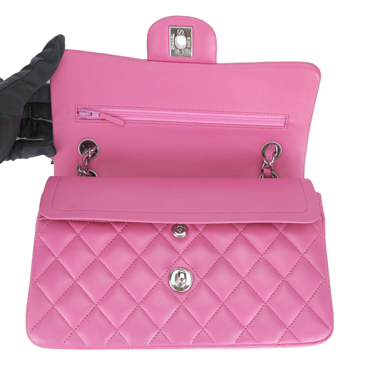 Small Classic Double Flap Bag in Barbie Pink Lambskin