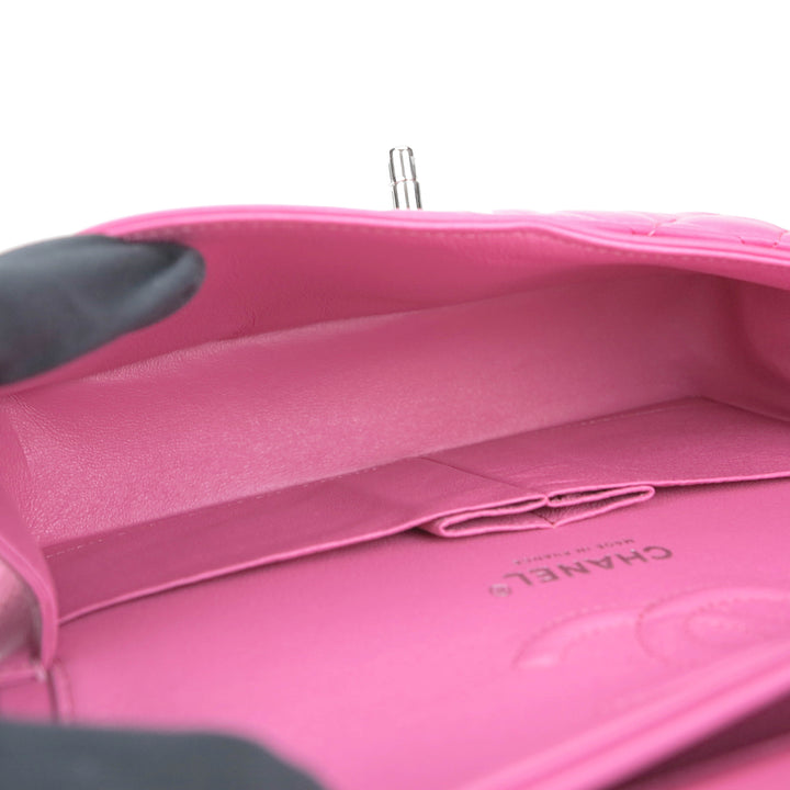 CHANEL Small Classic Double Flap Bag in Barbie Pink Lambskin - Dearluxe.com