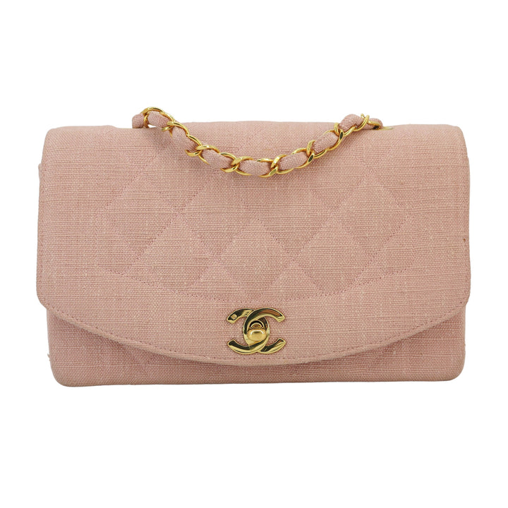 CHANELVintage Small Diana Flap Bag in Pink Linen