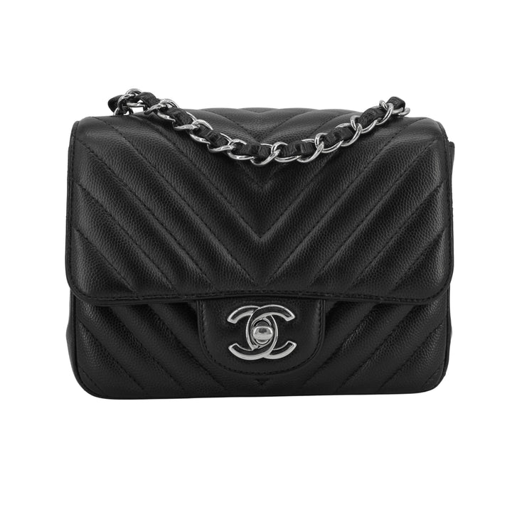 Chanel Mini Square Navy Blue Square Flap Bag Classic CC Chain