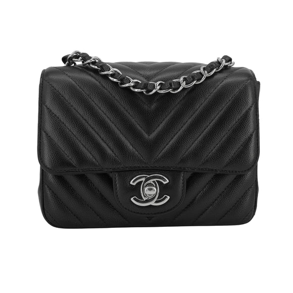 NWT 18S Chanel Black Caviar Classic Rectangular Mini Flap Bag GHW   Boutique Patina
