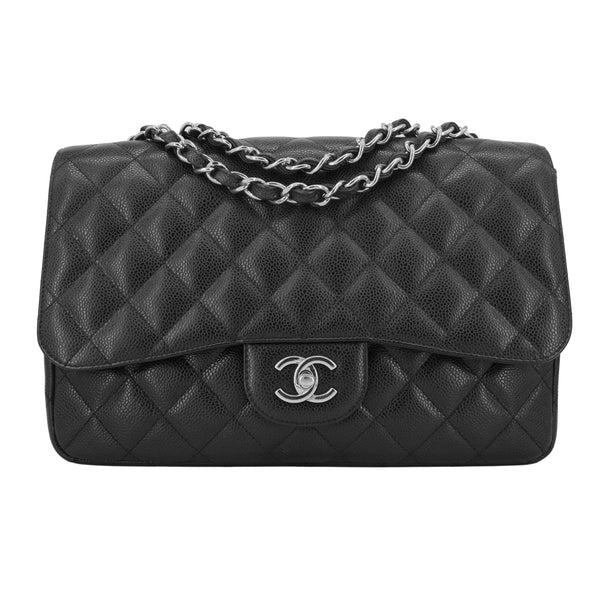 CHANEL Jumbo Classic Single Flap Bag in Black Caviar - Dearluxe.com