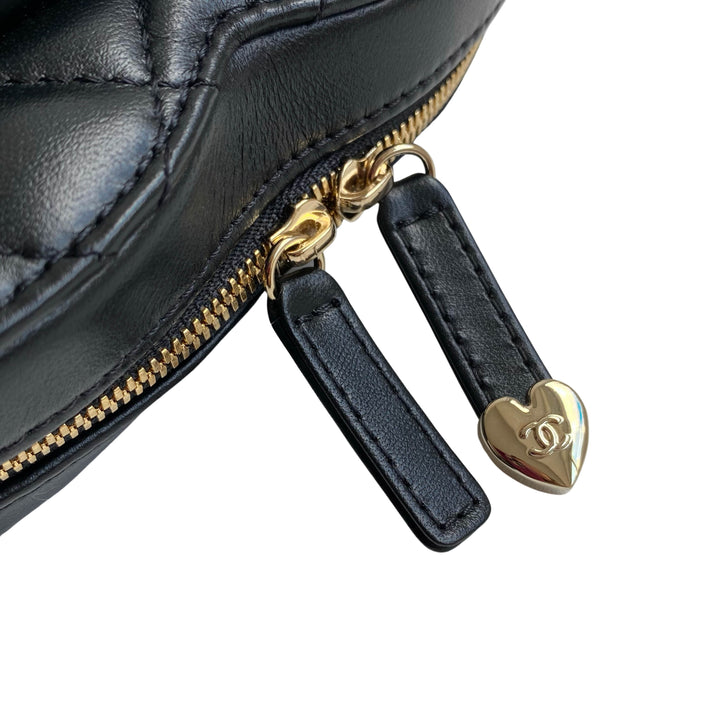 Chanel 22S Large Heart Bag in Black Lambskin | Dearluxe