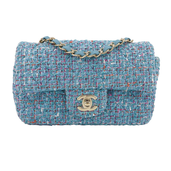 CHANEL Mini Rectangular Flap Bag in 21S Blue Tweed - Dearluxe.com