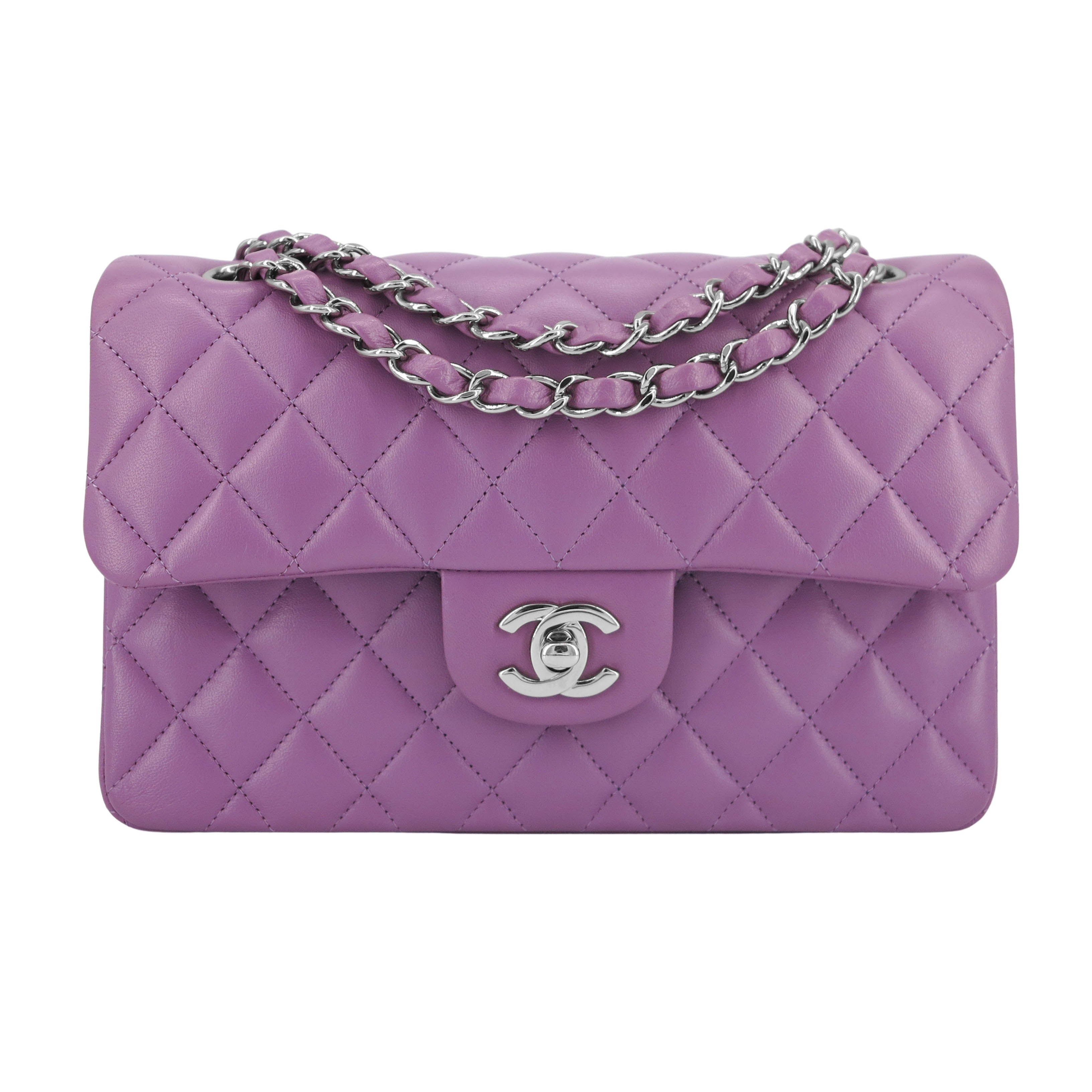 chanel classic flap bag purple